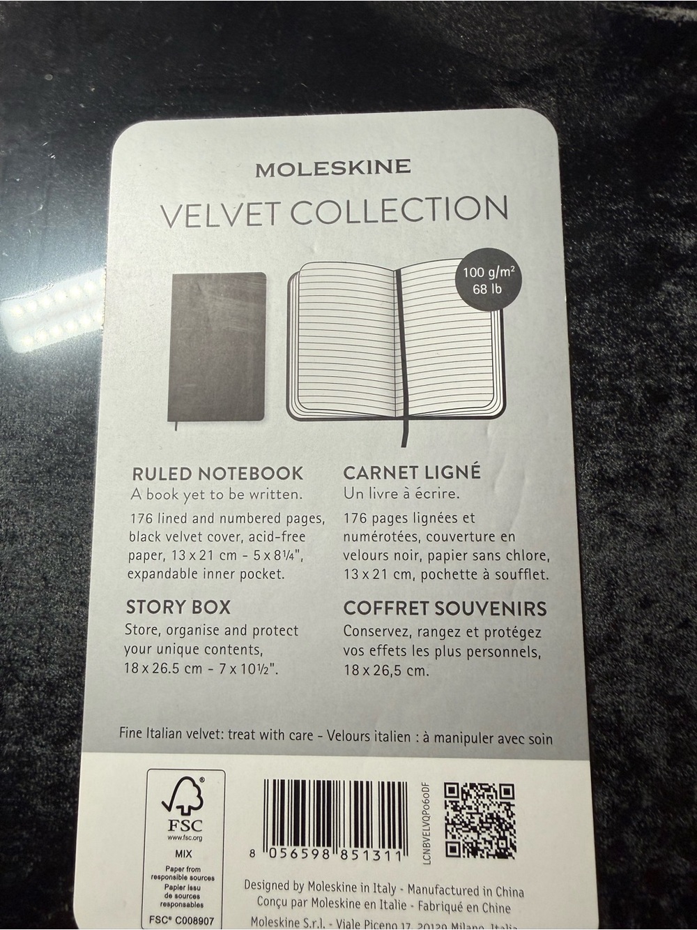 Moleskine Velvet Collection Ruled Notebook - Black Velvet